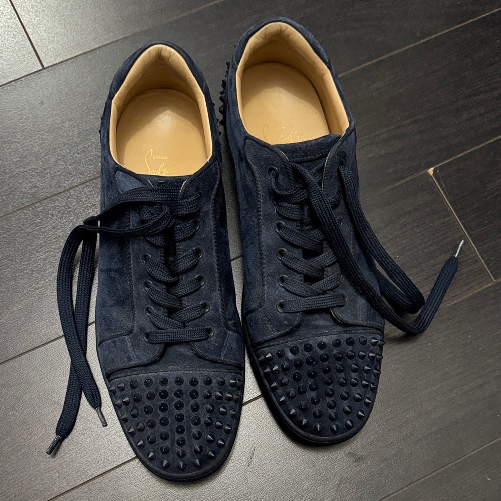 Christian Louboutin Dark Blue Spiked Sneakers